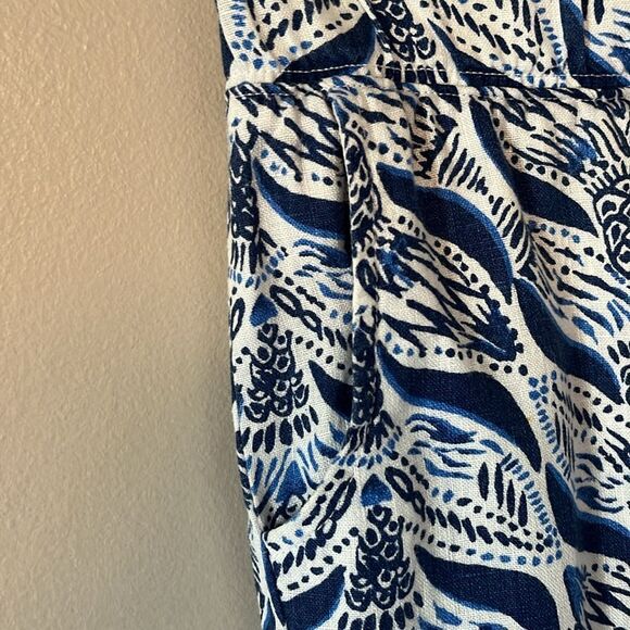 Lilly Pulitzer Mermaid Tail 100% Linen Pants Bal Harbor Size XS Blue White - Picture 5 of 13